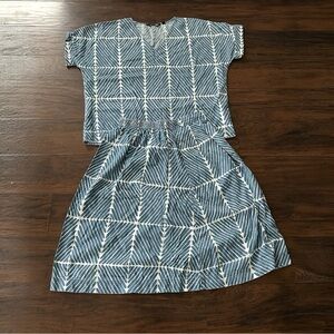 Marimekko Uniqlo Blue & White Print 2-Piece Set (Top & Skirt) - Size M